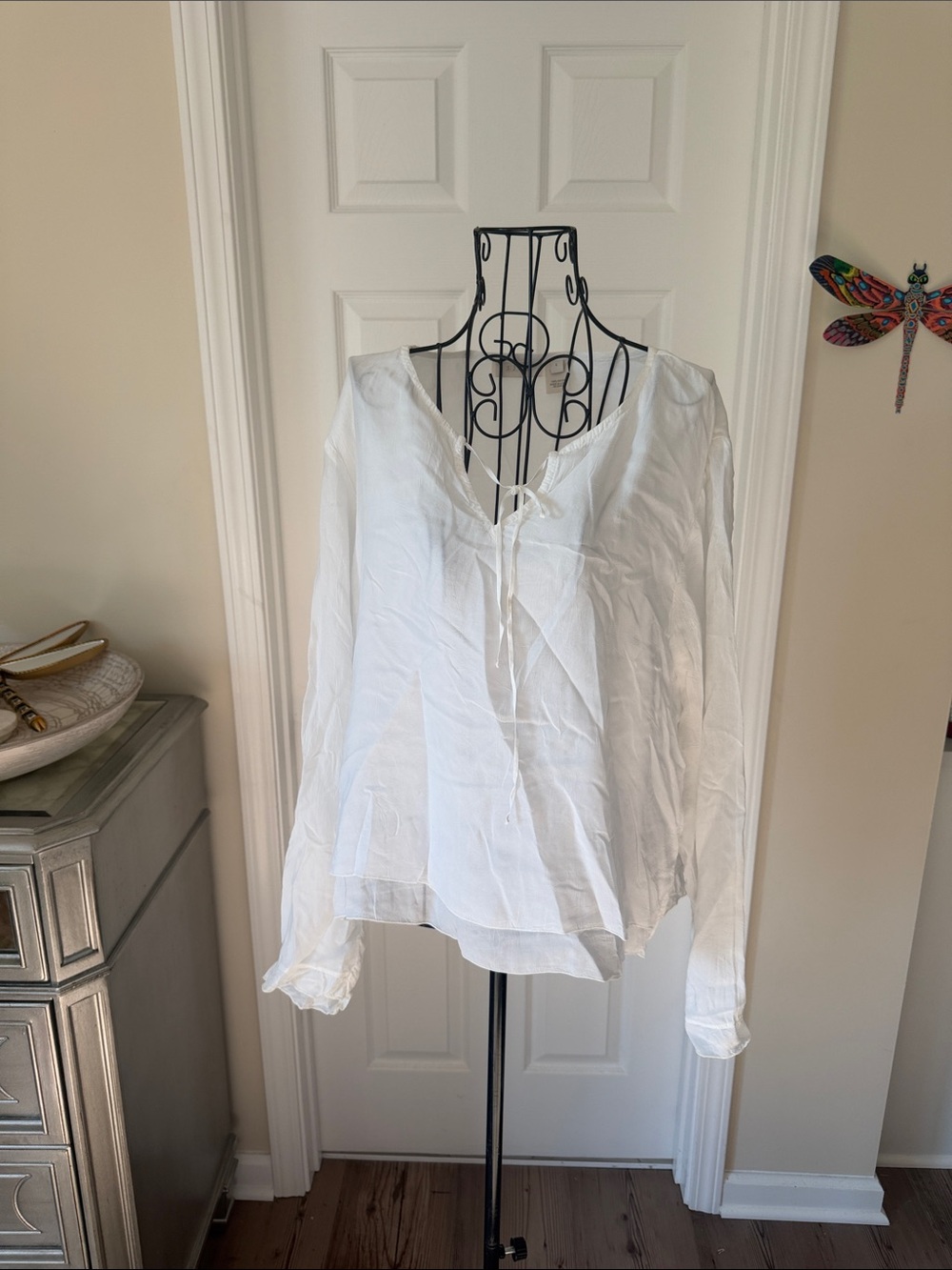Lightweight White Tie-Front Blouse